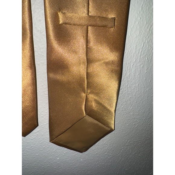 Gold Necktie Metallic Shiny Formal Party Prom Wedding Event Accessory - Picture 5 of 5